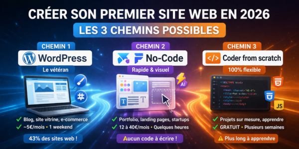 Créer son premier site web en 2026 : les 3 chemins possibles