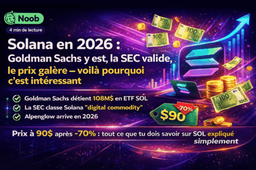 Solana en 2026 : Goldman Sachs y est, la SEC valide, le prix galère — voilà pourquoi c'est intéressant