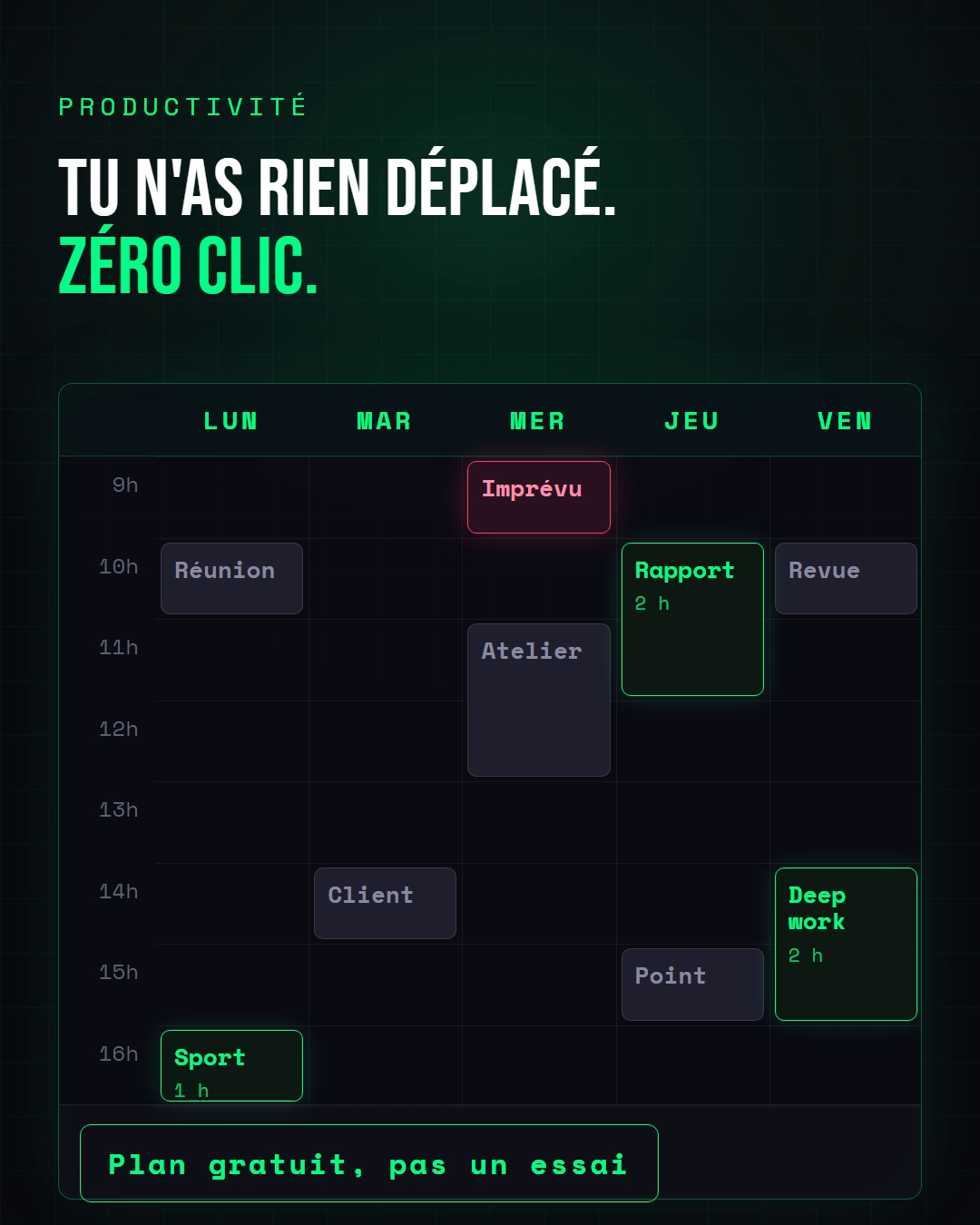 L'agenda qui recale tes tâches tout seul quand un imprévu tombe