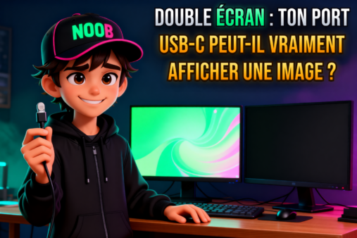 GrosNoob relie son ordinateur portable à un second écran par un câble USB-C